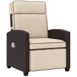 Outsunny 145° Reclining Rattan Armchair, with Footrest - Brown/Khaki