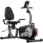 HOMCOM Vélo d'appartement, vélo couché magnétique avec 8 niveaux de résistance réglables, avec écran lcd, poignées de fréquence cardiaque et roues, capacité de charge de 110 kg