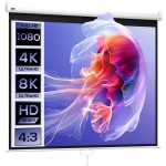 HOMCOM Écran de Projection 120" 4:3 HD 4K, Boîtier en Métal, Écran Hauteur Réglable Manuellement, 244x183cm, Blanc