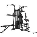 SPORTNOW Multifunctionele trainingsstation, thuissportapparaat voor meer dan 10 oefeningen, gewichten, verstelbare fitnessbank, zwart