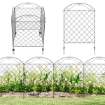 Outsunny Decorative Garden Fencing, 43in x 11.4ft Outdoor Picket Fence Panels, 4PCs Rustproof Steel Wire Landscape Flower Bed Border Edging, Gentle Swirls
