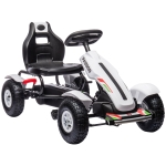 HOMCOM Gokart Tretauto mit Handbremse, verstellbarem Sitz, Vor- und Rückwärtsgang, bis 50kg für Kinder 5-12 Jahren Weiß