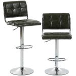 HOMCOM Bar Stools Modern PU Leather Adjustable Breakfast Bar Stools Backrest Set of 2 Green