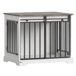 PawHut 80 cm Dog Crate Furniture with Sliding Barn Door for Medium Dogs, White