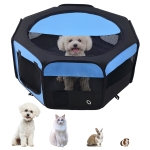 PawHut 600D Oxford Soft Fabric Kennel, Portable Lightweight Cat Dog Playpen, Foldable Pet Puppy Rabbit Guinea Pig Pen Run Dia 90 x 41H cm Indoor & Outdoor Blue
