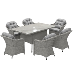 Outsunny Seven-Piece Rattan Dining Set - Light Grey
