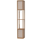 HOMCOM Duo Light Floor Shelves - Natural Wood Finish