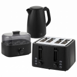 HOMCOM 1,7 l snelkookwaterkoker en 4-sneetjes-toaster-set, eierkoker voor 6 eieren met controlelampje Zwart
