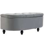 HOMCOM Velvet-Feel Half Circle Storage Ottoman - Dark Grey