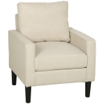 HOMCOM Accent Chair, Removable Pillow Linen Armchair with Comfy Spring Cushion for Living Room, Bedroom, Study, Cream