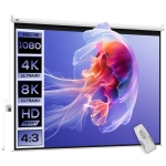 HOMCOM Écran vidéoprojecteur 84 Pouces, 4:3 4K HD écran de projection motorisé et électrique, écran de projection tv et home cinéma, montage mural ou plafond, panneau de commande et télécommande