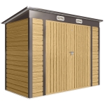Outsunny 3.7 x 7.9ft Galvanised Steel Shed, with Latched Door and Padlock - Oak