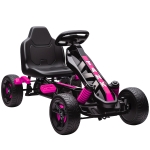 AIYAPLAY Kart a Pedais para Crianças com Embraiagem Automática Travão e Rodas Antiderrapantes em EVA 100x59x60,5 cm Rosa