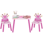 HOMCOM Juego de Mesa y 2 Sillas Infantiles de Madera Set de Mesa 55x34x42 cm Sillas 28x26x50 cm para Niños de 2-4 Años para Dormitorio Color Rosa