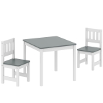 AIYAPLAY Kindertafel met 2 stoelen, 3-delige kinderset – MDF & vurenhout, 56 x 52 x 48 cm, grijs