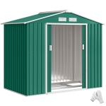 Outsunny Abri de Jardin 2,42 m² - Remise pour Outils avec kit de fondation - cabanon Porte verrouillable - dim. 213L x 130l x 185H cm - tôle d'acier Vert