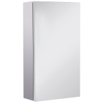 HOMCOM Bathroom Mirror Cabinet, Stainless Steel Wall Mounted Bathroom Cabinet with Mirror for Small Cloakroom Compact Space, 30 x 14 x 55 cm
