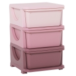 HOMCOM Organisateur de jouets pour enfants avec tiroirs à 3 niveaux, boîtes de rangement en plastique, 37 x 37 x 56,5 cm, rose