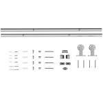 HOMCOM Sliding Door Hardware Kit Smooth Quiet 304 Stainless Steel for 180cm Track Sliver Tone