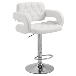 HOMCOM Tabouret de bar pivotant chaise de bar réglable en hauteur avec dossier repose-pieds et accoudoirs 61x50x93-113cm blanc