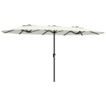 Outsunny Parasol de jardin extérieur, grand parasol double 4,6 m avec manivelle et protection UV50+, housse de protection, crème