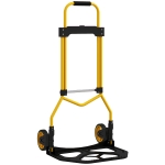 HOMCOM Carrello Portapacchi con Maniglia Telescopica, Portata 60kg, Telaio Acciaio, Giallo