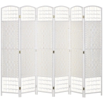 HOMCOM 6 Panel Folding Room Divider, Privacy Screen, Paravent Partition Separator for Living Room, Bedroom, White
