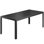 Outsunny Gartentisch Kunststoff 190 x 84,5 x 72 cm UV- & Wetterfest Balkontisch mit Holzoptik, Holzstrukur, rutschfest Buffettisch für 6 Personen Outdoor Esstisch für Garten, Balkon Schwarz