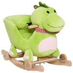 HOMCOM Cheval à Bascule Jouet à Bascule Dinosaure et Porteur sur roulettes 2 en 1 Fonction Musicale 32 Pistes Ceinture sécurité Vert