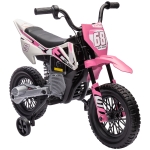 AIYAPLAY Moto Elétrica Infantil Moto Cruz para Crianças de 3 a 6 Anos 2 Motores 12V Velocidade 5 km/h 109,5x60x72,5 cm Rosa