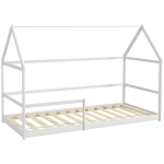 AIYAPLAY Pat pentru copii în formă de căsuță, cu bariere de protecție, vârsta 3-8 ani, 196x97,5x135cm, alb