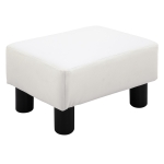 HOMCOM Reposapiés para Sofá Taburete Pequeño Tapizado en Piel Sintética Asiento de Espuma y Patas de Plástico 40x30x24cm Blanco