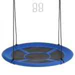 Outsunny Balançoire nid d'oiseau Ronde balançoire Panier Ø 110 cm 4 Anneaux Inclus métal époxy Oxford Haute densité Bleu