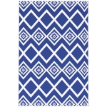 Outsunny Terrasvloerkleed voor buiten, weerbestendig, modern ontwerp, 182 cm x 274 cm x 0,3 cm, Blauw + Wit