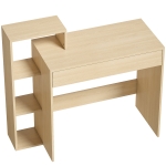 HOMCOM Birou Compact pentru Pc cu 3 Rafturi Deschise și Sertar de Culoarea Lemnului