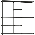 HOMCOM Portable Wardrobe, Open Clothes Wardrobe with 8 Shelves, 3 Hanging Rails, Black