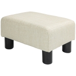 HOMCOM Pouf repose-pied tabouret bas en tissu de lin capacité de charge 110 Kg 40 x 30 x 24 cm beige