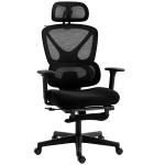 HOMCOM Mesh Desk Chair with 3D Armrests, Ergonomic Office Chair with Rotatable Headrest, Black