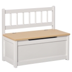 HOMCOM 2 In 1 Wooden Toy Box, Seat Storage Bench, Storage Chest Cabinet Organiser, with Safety Pneumatic Rod