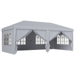 Outsunny Tonnelle barnum pliant pop-up 6 x 3 x 2,7 m 4 parois latérales amovibles 4 fenêtres sac de transport gris clair