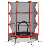 HOMCOM Trampolín para Niños de +3 Años Ø163 cm con Red de Seguridad y Marco de Acero Carga 50 kg para Interior y Exterior Rojo