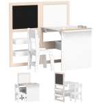 AIYAPLAY Mesa Infantil con Silla y Caballete Plegable Mesa para Niños de +3 Años con Estantes y Rollo de Papel Blanco