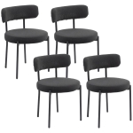 HOMCOM Lot de 4 chaises de salle à manger avec dossier en tissu pieds en acier 51 x 51 x 76 cm noir