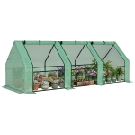 Outsunny Mini Serre de Jardin mini serre tunnel 270L x 90l x 90H cm toit pointu Acier PE Haute densité 140 g/m² Anti-UV 3 fenêtres avec Zip enroulables Vert
