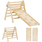 AIYAPLAY Gioco da Arrampicata con Triangolo e Pannello Scivolo ed Arrampicata, per Bambini 18-48 Mesi, Color Legno