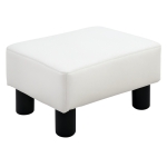 HOMCOM Taburet dreptunghiular tapițat cu piele ecologică albă, ideal pentru living și hol, 40x30x24 cm
