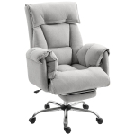 HOMCOM Bürostuhl Neigbar Höhenverstellbar Schreibtischstuhl mit Armlehne Fußstütze hoher Rückenlehne 75 x 77 x 110-118 cm Grau