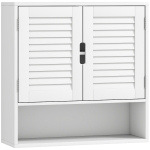 HOMCOM Armário de Parede para Casa de Banho com Porta Ripada Prateleira Regulável e Compartimento Aberto 60x20x60 cm Branco