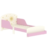 AIYAPLAY Pat pentru copii 3-8 ani, jos, din lemn, cu spațiu de depozitare și laterale de protecție, 150x77x60 cm, roz