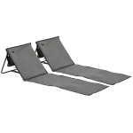 Outsunny Lot de 2 tapis de plage rembourré dossier inclinable multi-positions acier polyester gris